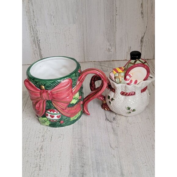 Vintage ceramic mug cup mini creamer pot angel toy xmas set decor - Picture 6 of 8